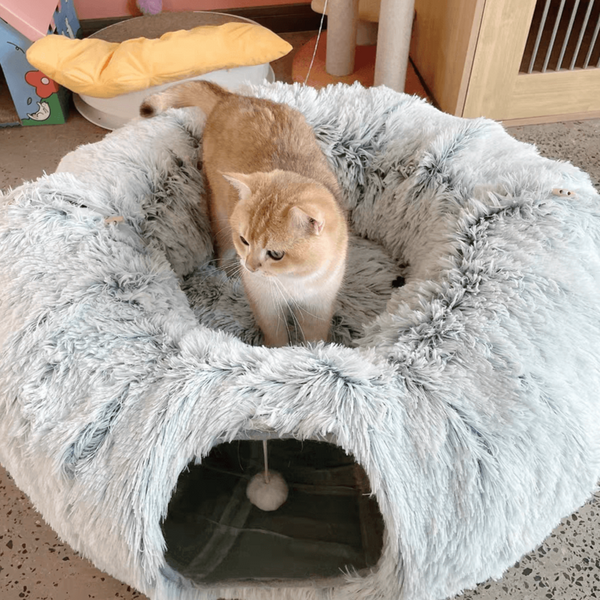 3-In-1 Plush Cat Tunnel Bed