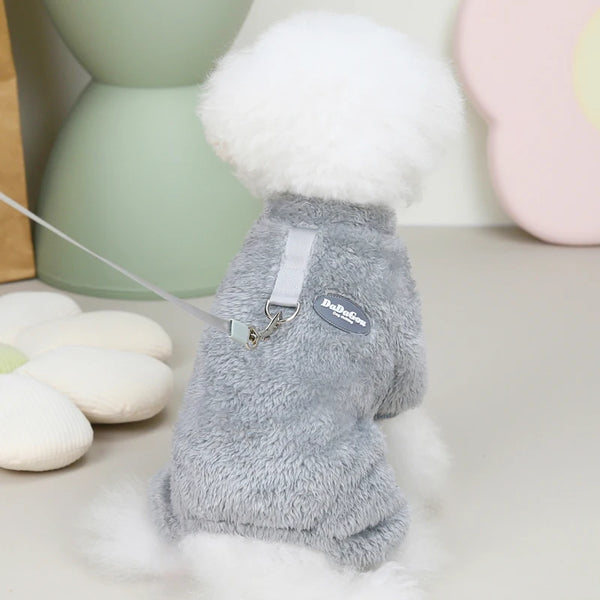 Fleece Pet Jumpsuit with Pull Ring