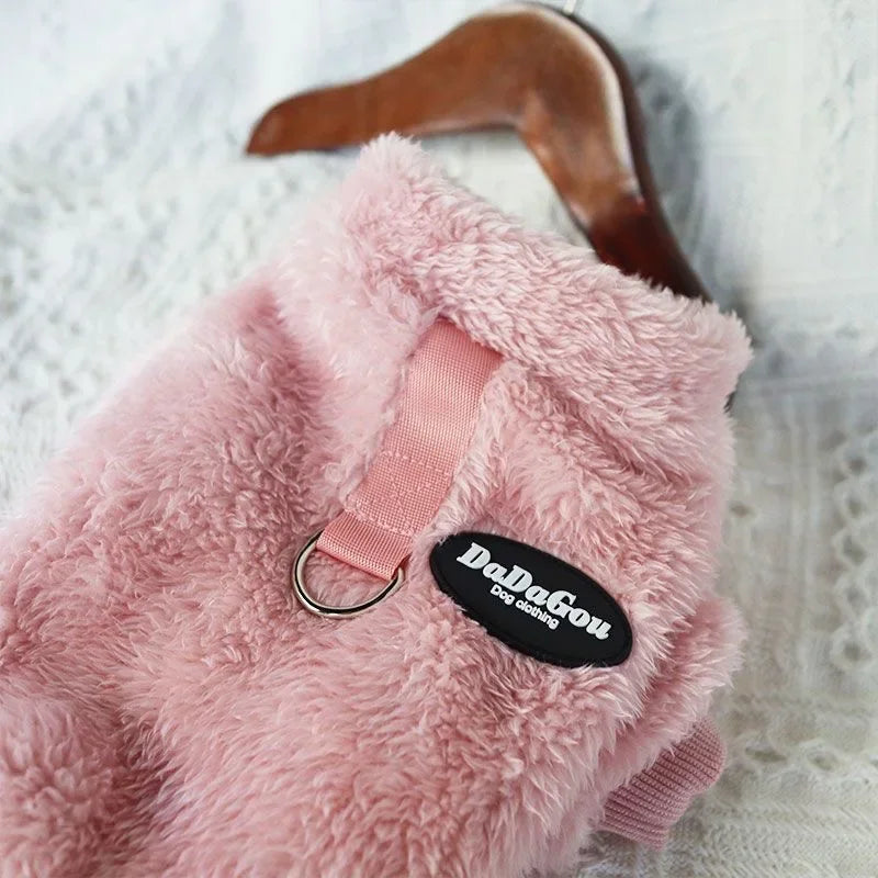 Fleece Pet Jumpsuit with Pull Ring