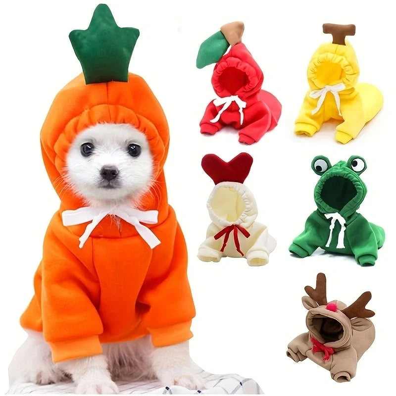 Warm Fleece Cute Fruit Dog Hoodies