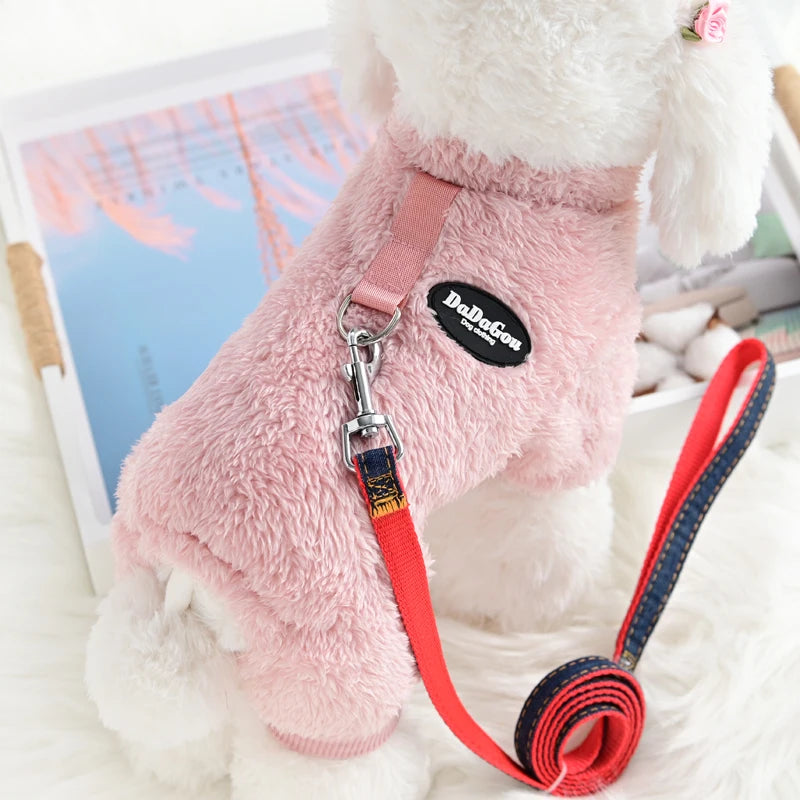 Fleece Pet Jumpsuit with Pull Ring