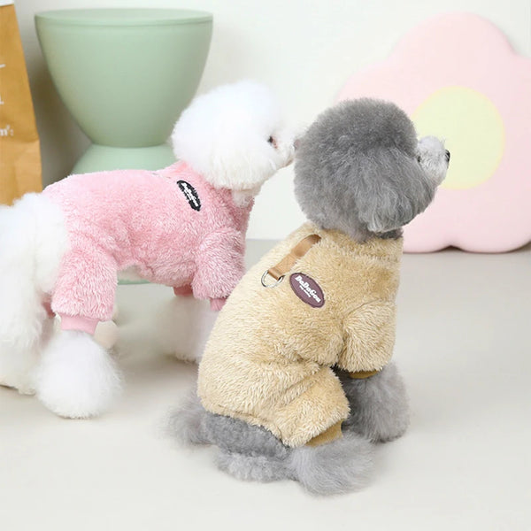 Fleece Pet Jumpsuit with Pull Ring