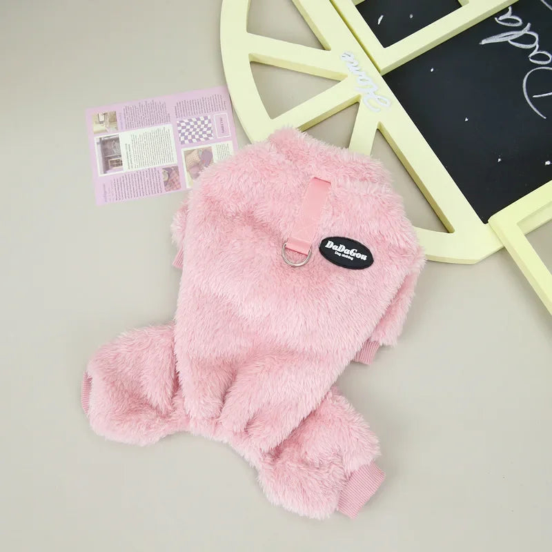 Fleece Pet Jumpsuit with Pull Ring