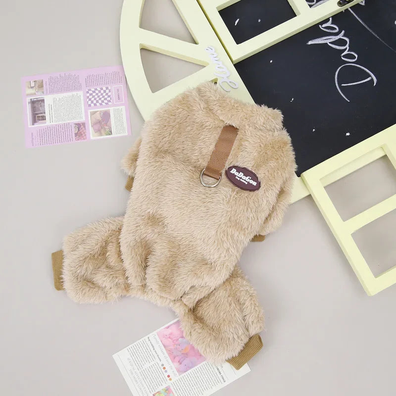 Fleece Pet Jumpsuit with Pull Ring