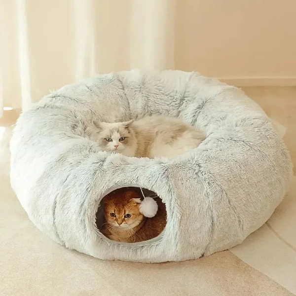 3-In-1 Plush Cat Tunnel Bed